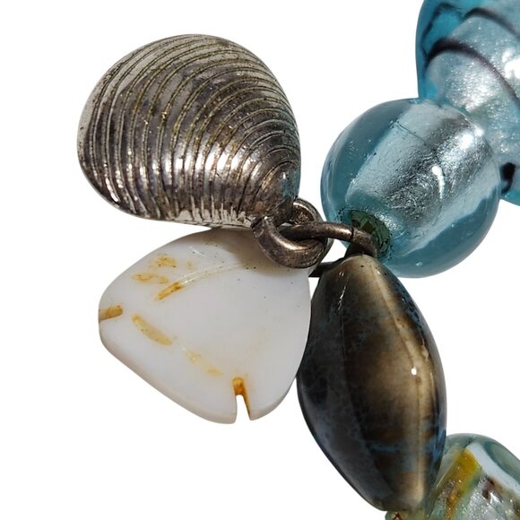 Boho Handmade Glass Bead Charm Bracelet Ocean Themed Design Beach Core Jewelry - Picture 2 of 7